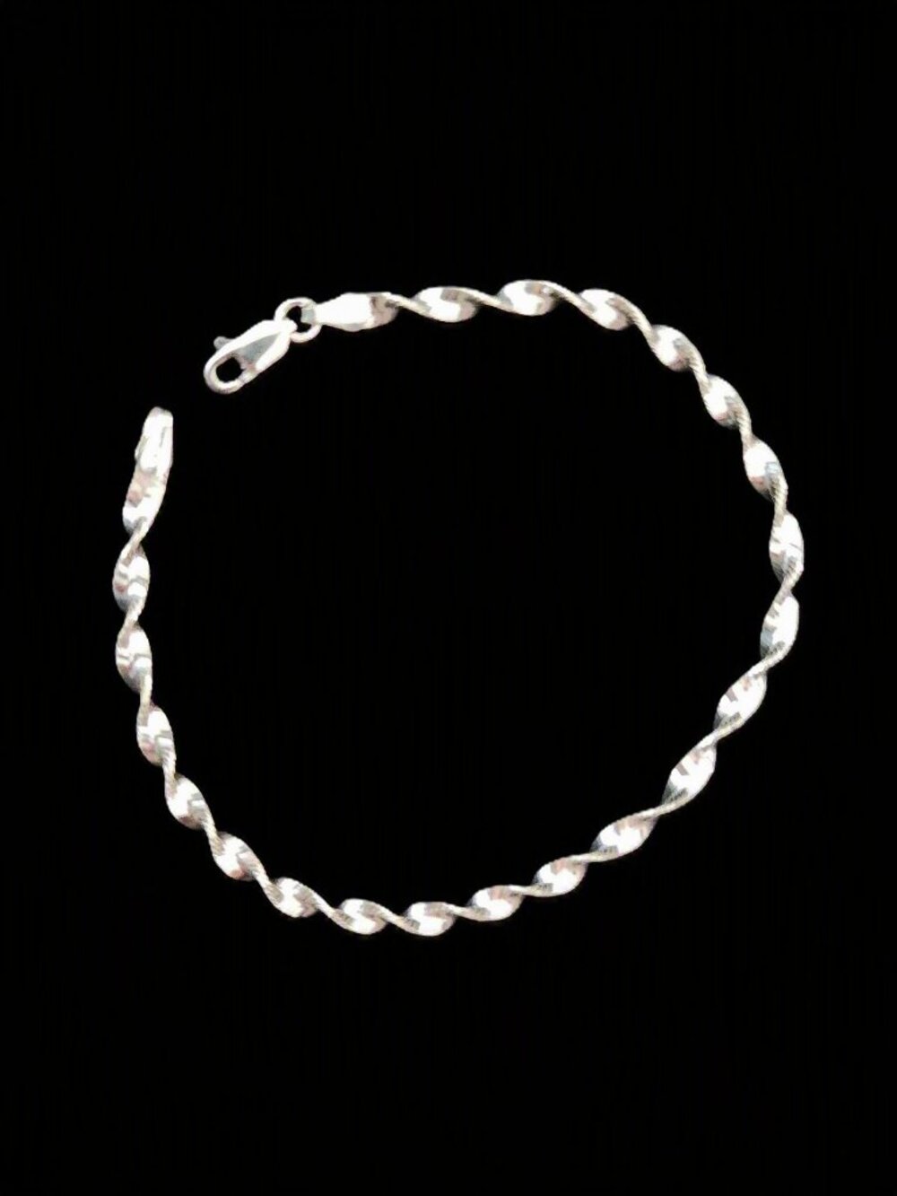 Vintage 1990s Y2K 925 Italy Sterling Silver Twisted Herringbone Bracelet 8"